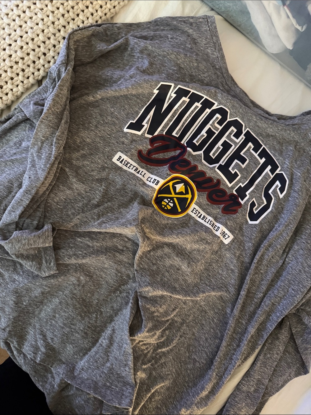 2x large Nuggets Denver Grey Long-Sleeve Crew